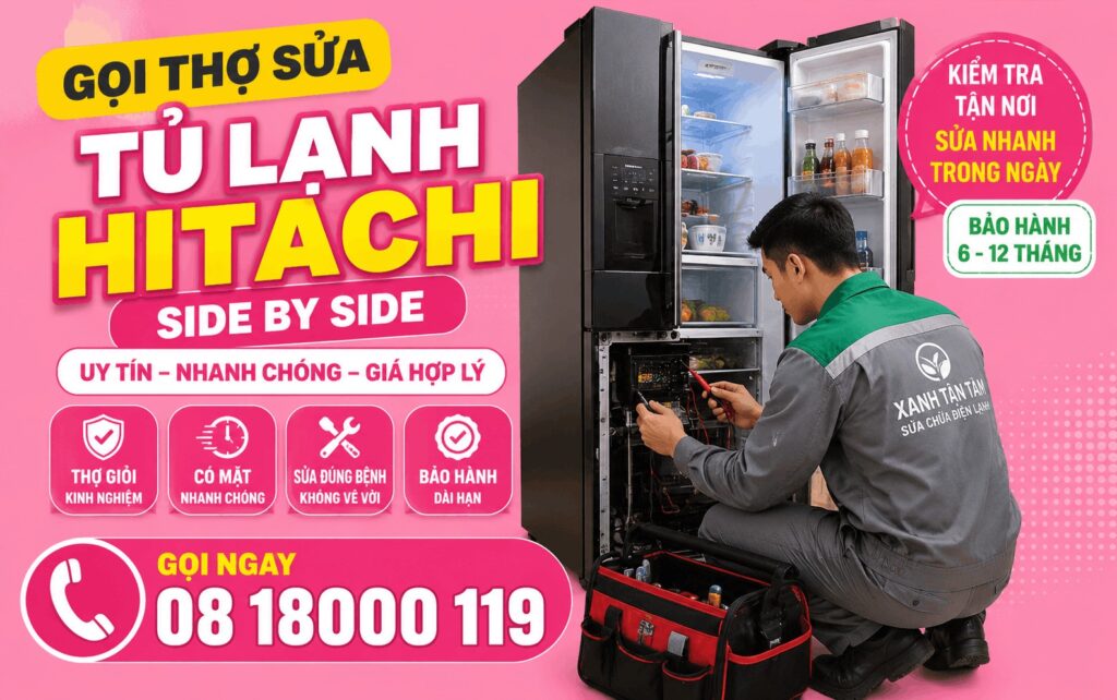 gọi thợ sửa tủ lạnh Hitachi side by side