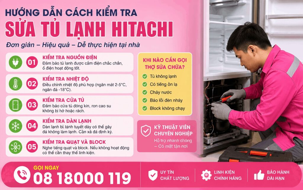 hướng dẫn cách kiểm tra sửa tủ lạnh Hitachi