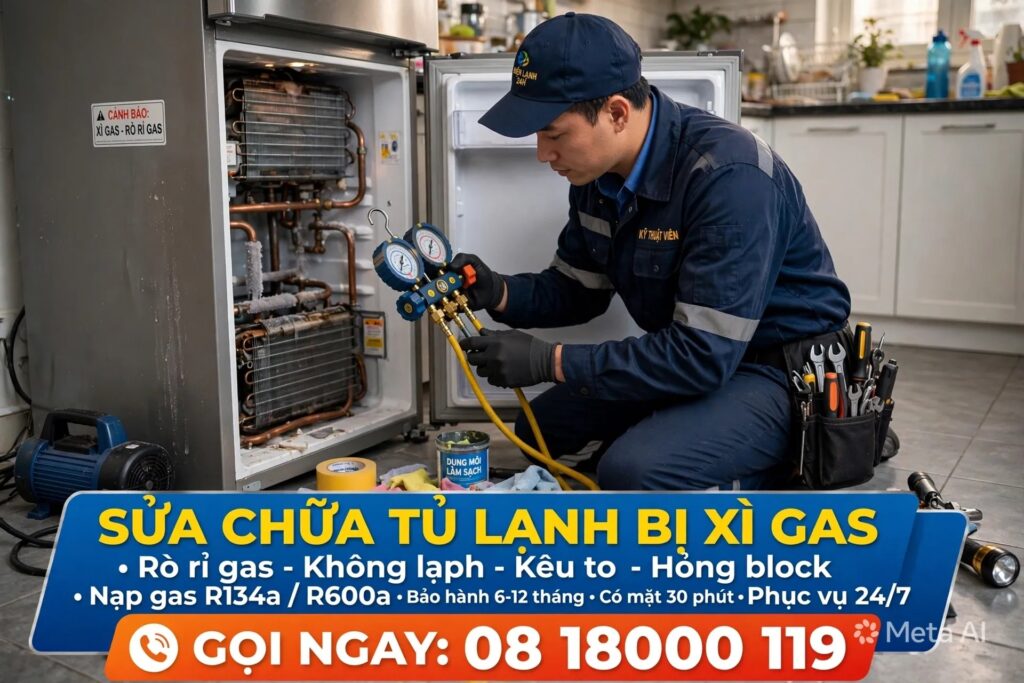 sửa chữa tủ lạnh bị xì gas