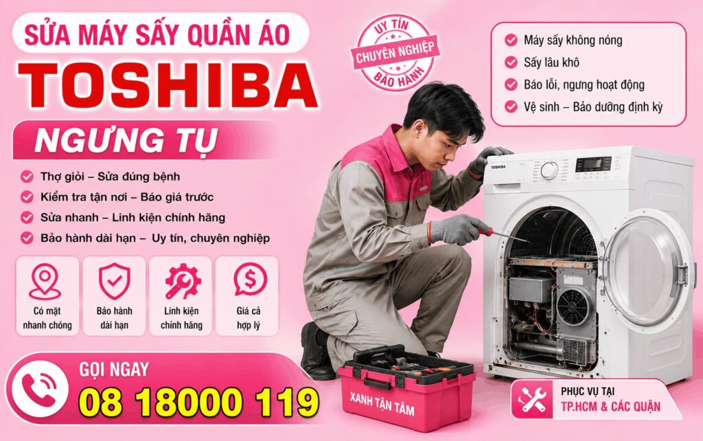 sửa máy sấy quần áo Toshiba ngưng tụ