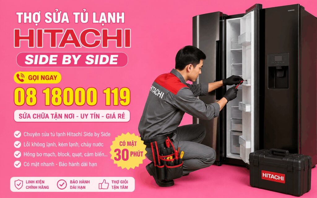 thợ sửa tủ lạnh Hitachi side by side