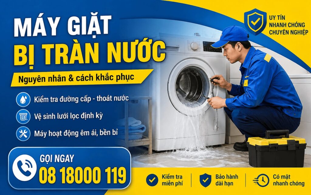 máy giặt bị tràn nước