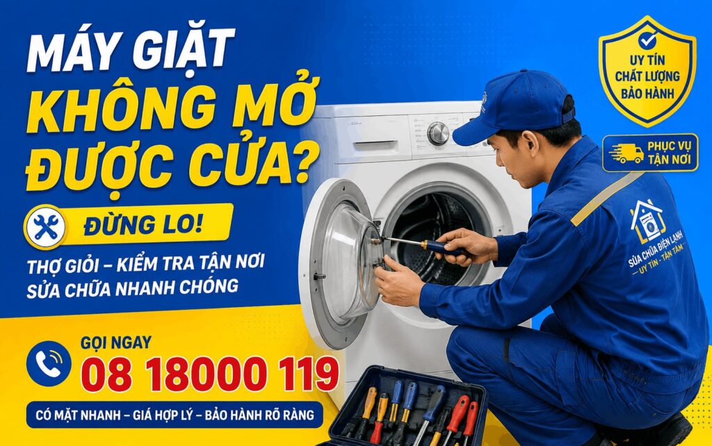 máy giặt không mở cửa được