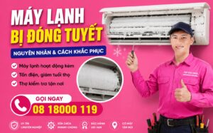 máy lạnh bị đóng tuyết