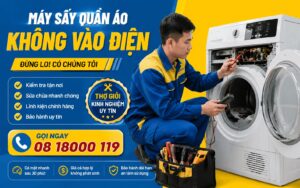 máy sấy quần áo không vào điện