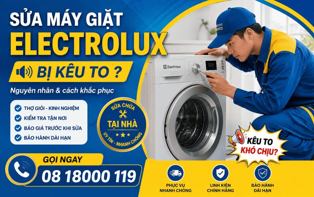 sửa máy giặt Electrolux bị kêu to