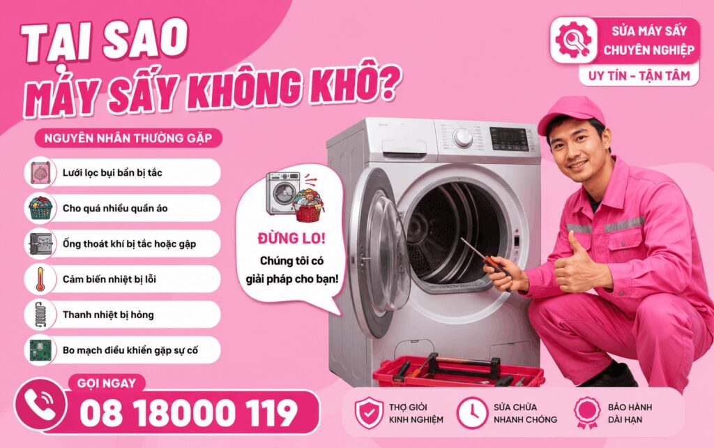tại sao máy sấy không khô
