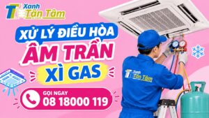 xử lý điều hòa âm trần xì gas
