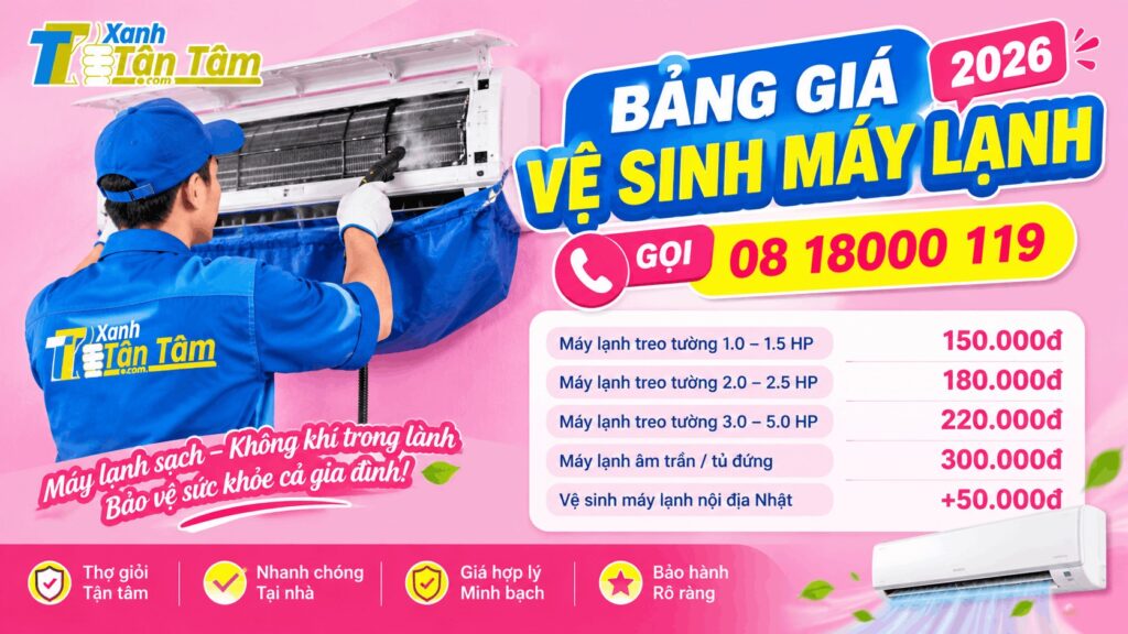 bảng giá vệ sinh máy lạnh 2026