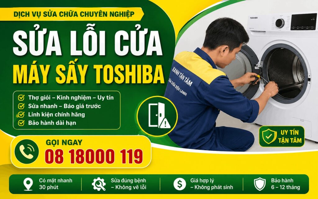 sửa lỗi cửa máy sấy Toshiba