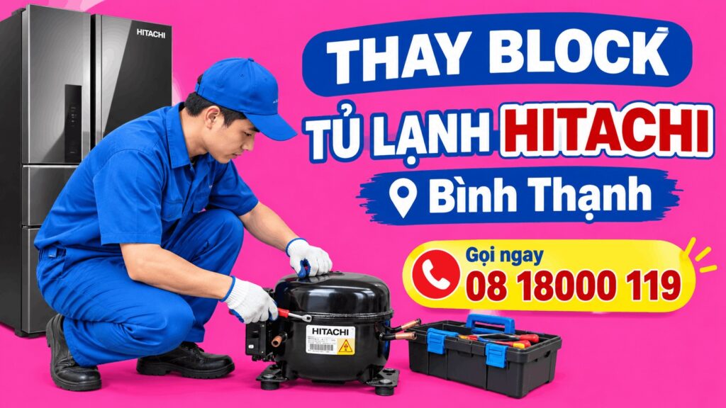 thay block tủ lạnh Hitachi Bình Thạnh