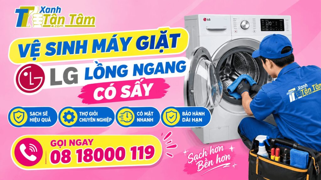 vệ sinh máy giặt Lg lồng ngang có sấy