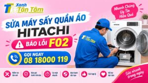 sửa máy sấy quần áo hitachi báo lỗi f02